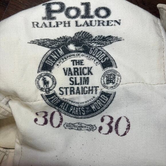 Polo Ralph Lauren Varick Slim Straight Jeans Men's 30x30 White Painted Nautical - Picture 9 of 9
